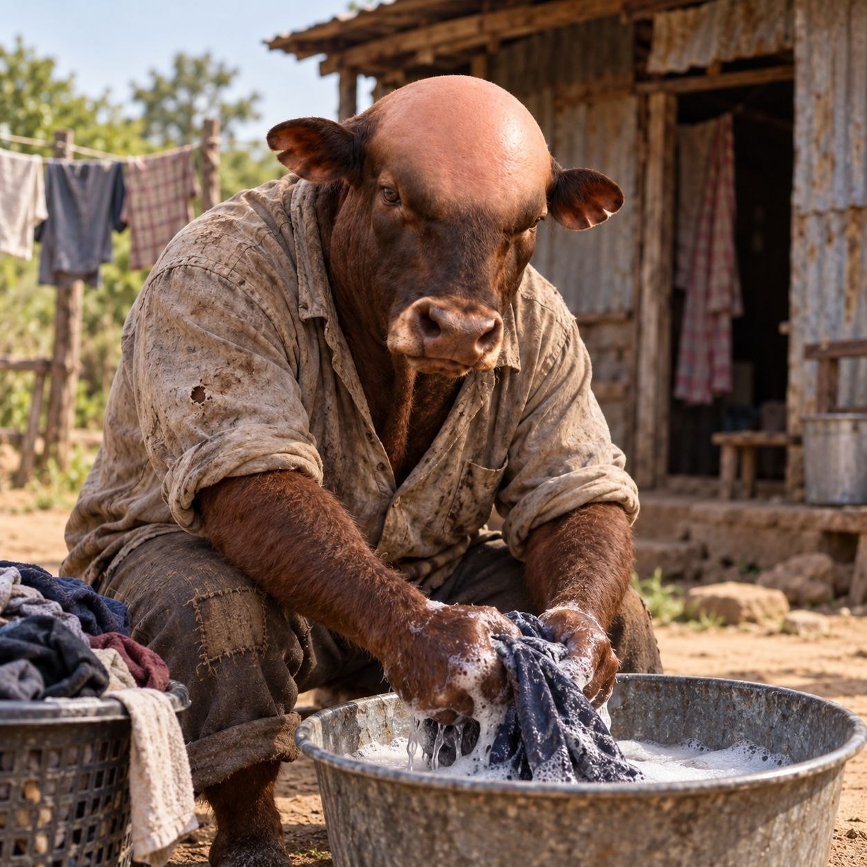 Washing the last of the paper hands.